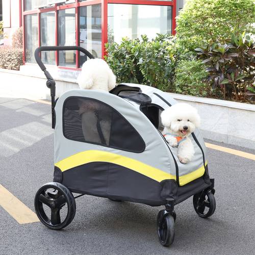 1pc portable dog stroller large pet dog stroller jogger travel carrier w divided room for 2 small medium dogs