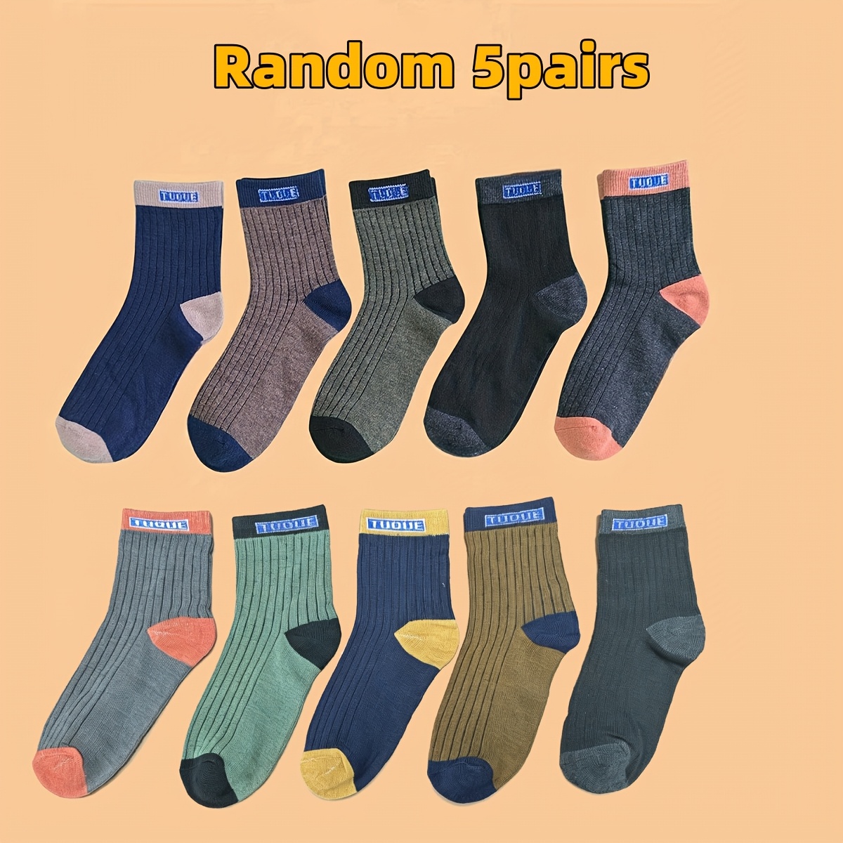 E-shop 5 Paar Herbst-Winter Herrensocken bis zur Wade, Dicke, Geruchshemmend und Feuchtigkeitsableitend
