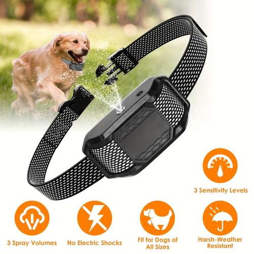 Citronella Spray Bark Collar For Dogs | Humane Anti-Barking Training Collar With Adjustable Sensitivity