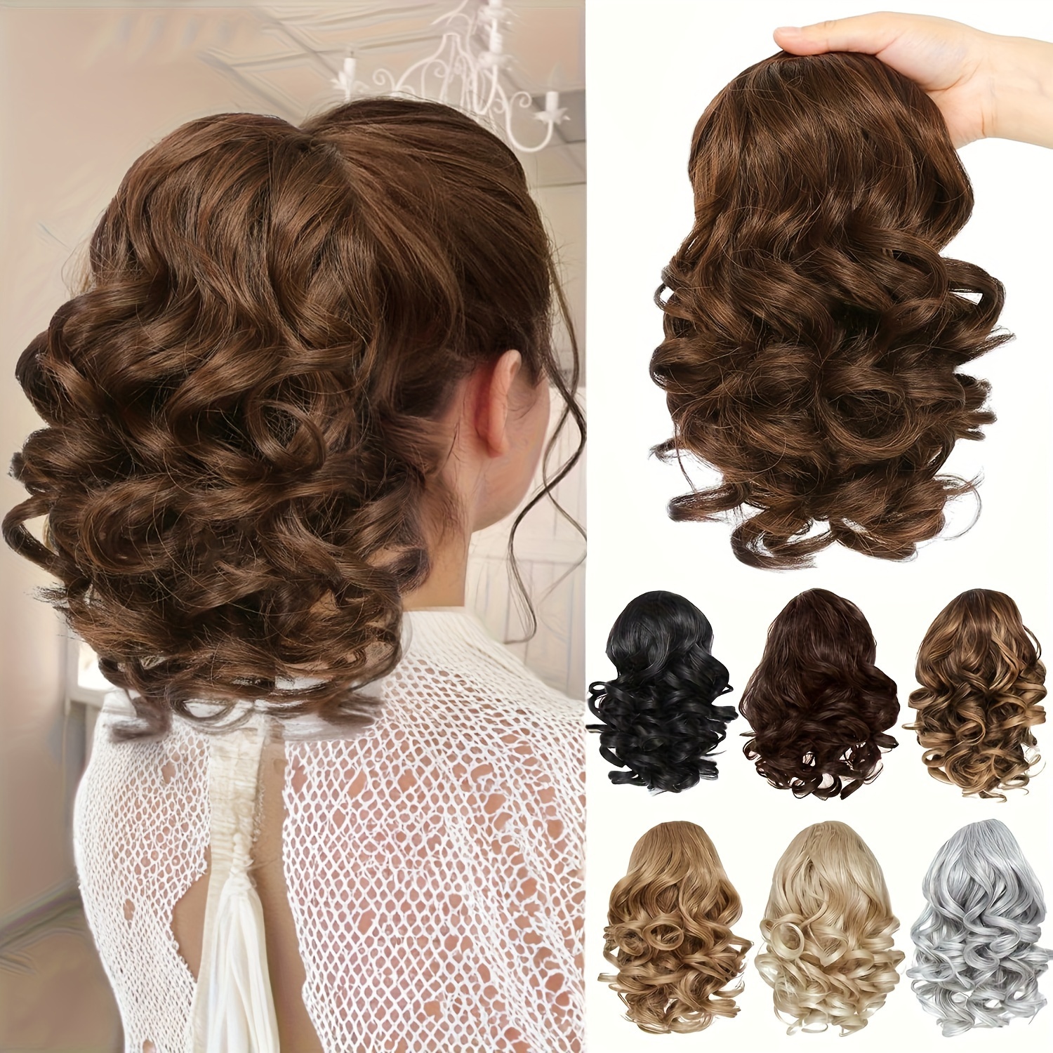 

Synthetic Ponytail Extension Claw Clip 10 Inch Curly Wavy Ponytail For Women Suitable For Daily Wear