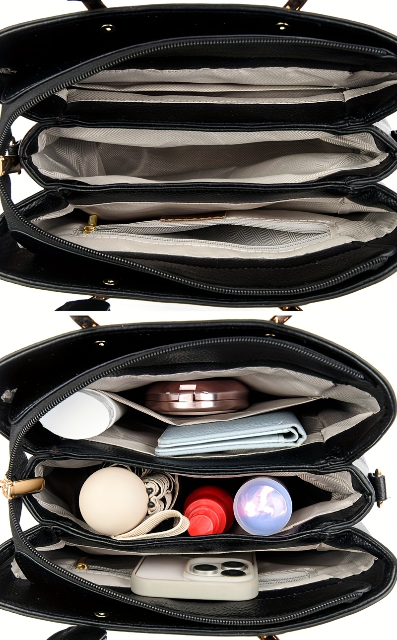 Fashionable Women'S Handbag Made of High-Quality Material, a Easy Shoulder Crossbody Bag with Three Layers And Large Capacity, Vintage Tote Bag