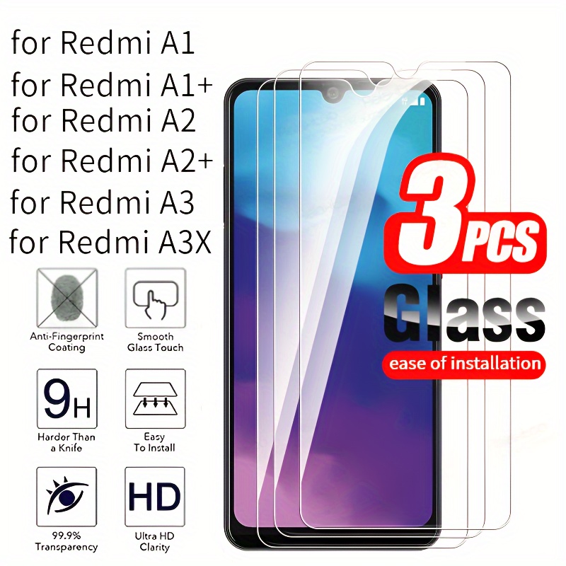 

3-pack Tempered Glass Screen Protector For Redmi A1/a1+/a2+/a2/a3/a3x, 9h Hardness, Easy Installation, Case-friendly, Hd Clear, Anti-fingerprint, Scratch Resistant, High Transparency, Ultra-thin Film