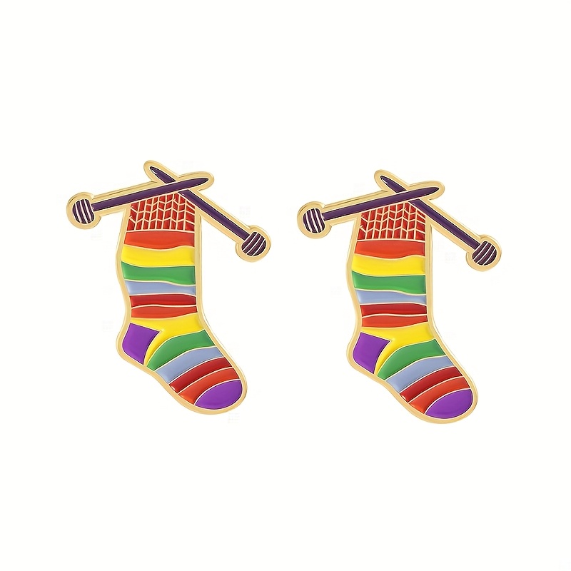 1/2pcs Oppryn Knitted Sock-shaped Badges & Brooches - Birthstone, Cute Sock Accessories Suitable For Clothes, Bags, Hats - ' Fashion Gift, Wearable (no Coating)