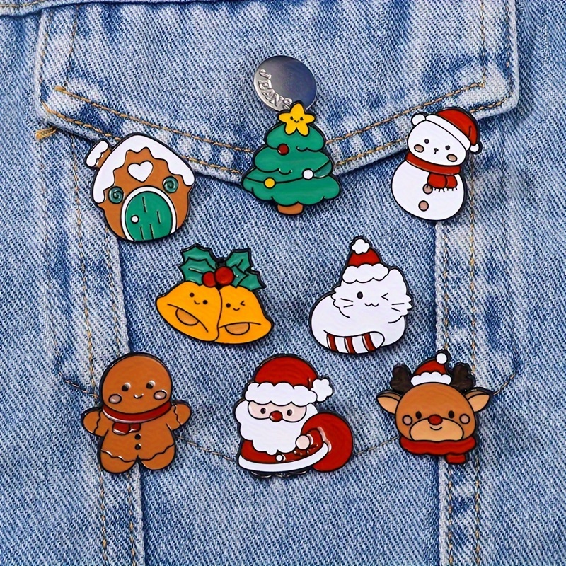 

8pcs Enamel Pin Set - Christmas Brooches For Women, Featuring Santa, Reindeer, Snowman & More - Cute Alloy Scarf Clips & Badge Accessories, Ideal For & Gifting, Christmas Garland