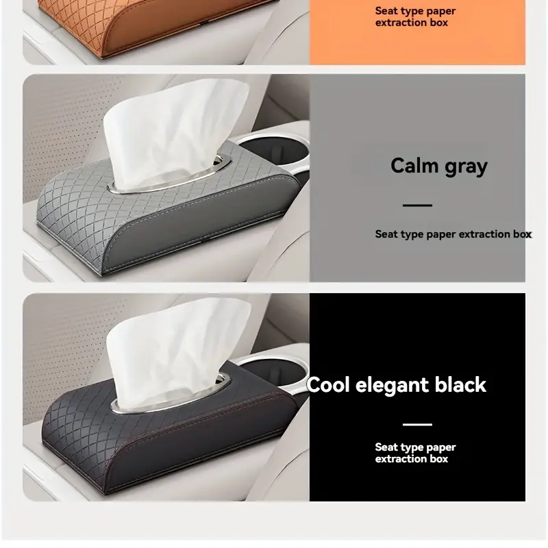 heavy duty pu leather car tissue box organizer beige mounted tissue dispenser with for front rear seats compatible with most vehicles luxury interior accessory Product details 5