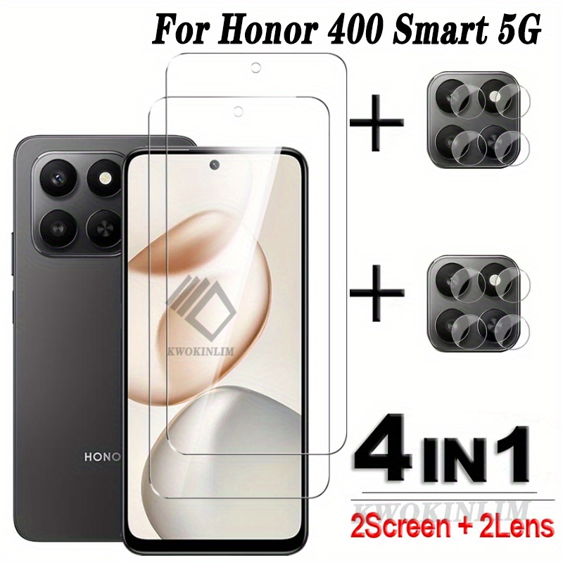 E-shop 4-IN-1 für Honor 400 Glas Vollklebe Klarsicht Displayschutzfolie für Honor 400 Panzerglas für Honor 400 Kameralinsenfolie für Honor 400