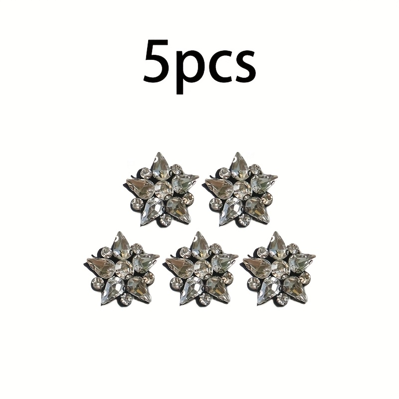 Image of Set Of 5 Handcrafted Star-shaped Beaded Patches For Clothing, Featuring Rhinestones And Sequins, Designed For Sewing On As Embroidery Appliqués