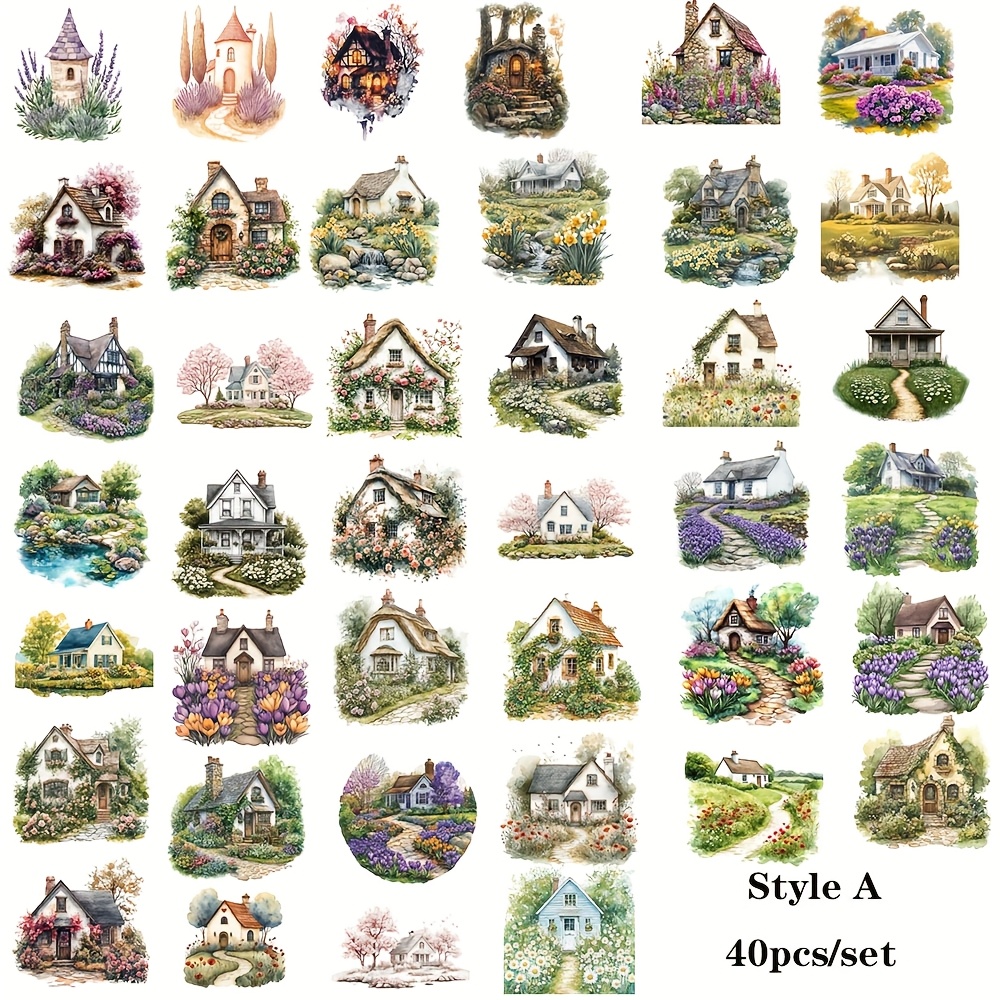 40pcs Garden House High Quality Sticker Set For Diy Notebook, , Journal, And Magazine Decoration