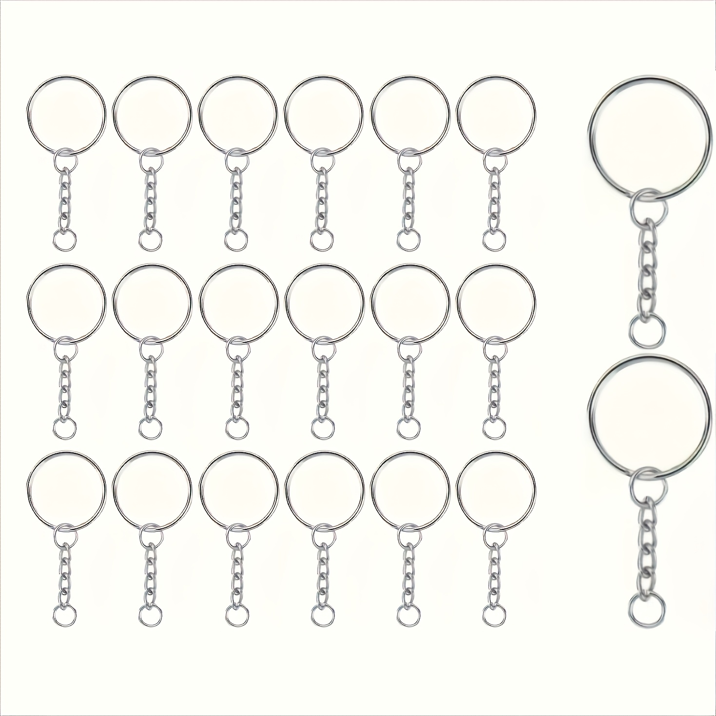 25mm Keychain With Chain, Ring & Plain Loop - Durable 304 Stainless Steel Accessory For Women, Keyring, Keychain, Keychain With Chain, Keychain With Ring