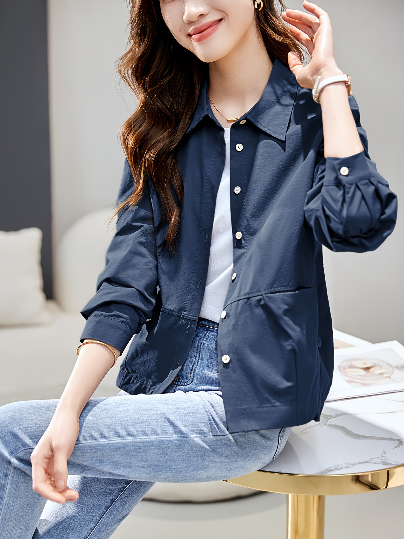 chaqueta camisa botones casuales mujer xwi ropa Temu Ecuador