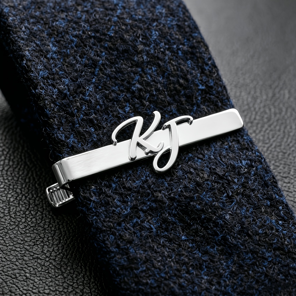 Custom Couple's Letter Golden Tie Clip, Personalized Script Initial Design