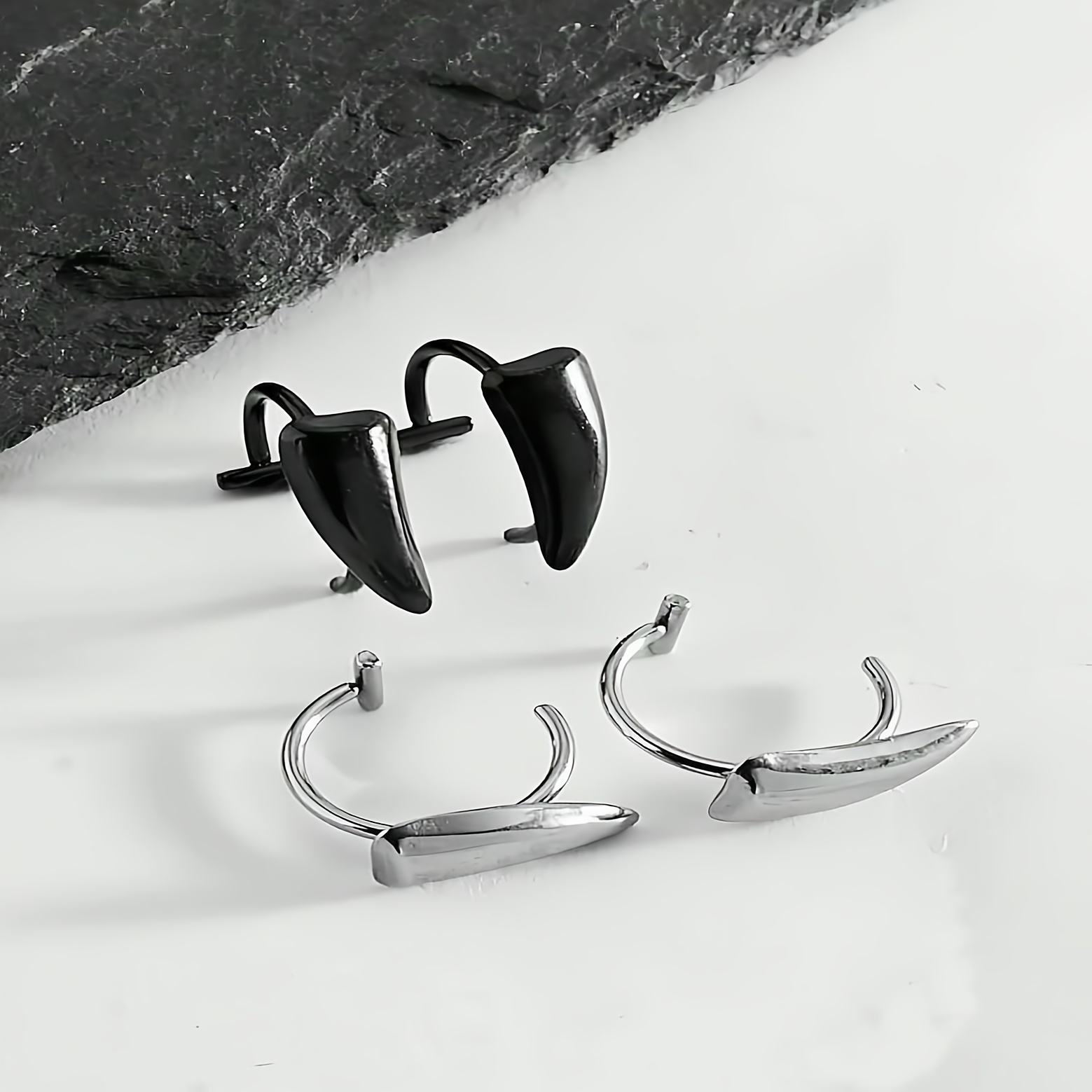 Image of 2-4pcs Men Women Fashion Trendy Individual Fangs-shaped Lip Jewelry Wolf Tooth Shape Additions, No Piercing Required