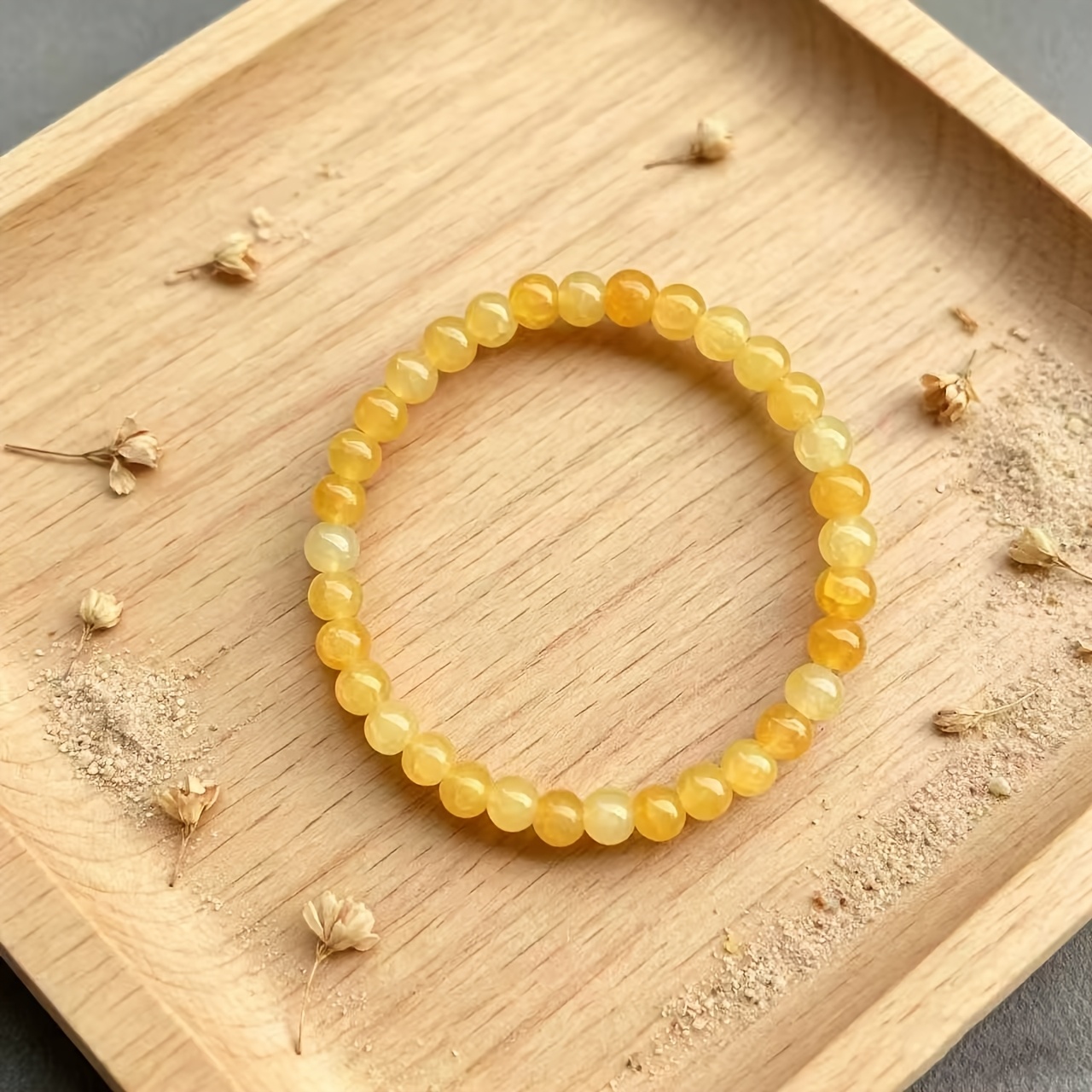 TEMU Braccialetto da 6mm - Perlina naturale, braccialetto elegante con perline gialle: pu簷 , migliorare finanziaria, 癡 un'ottima scelta regalo.