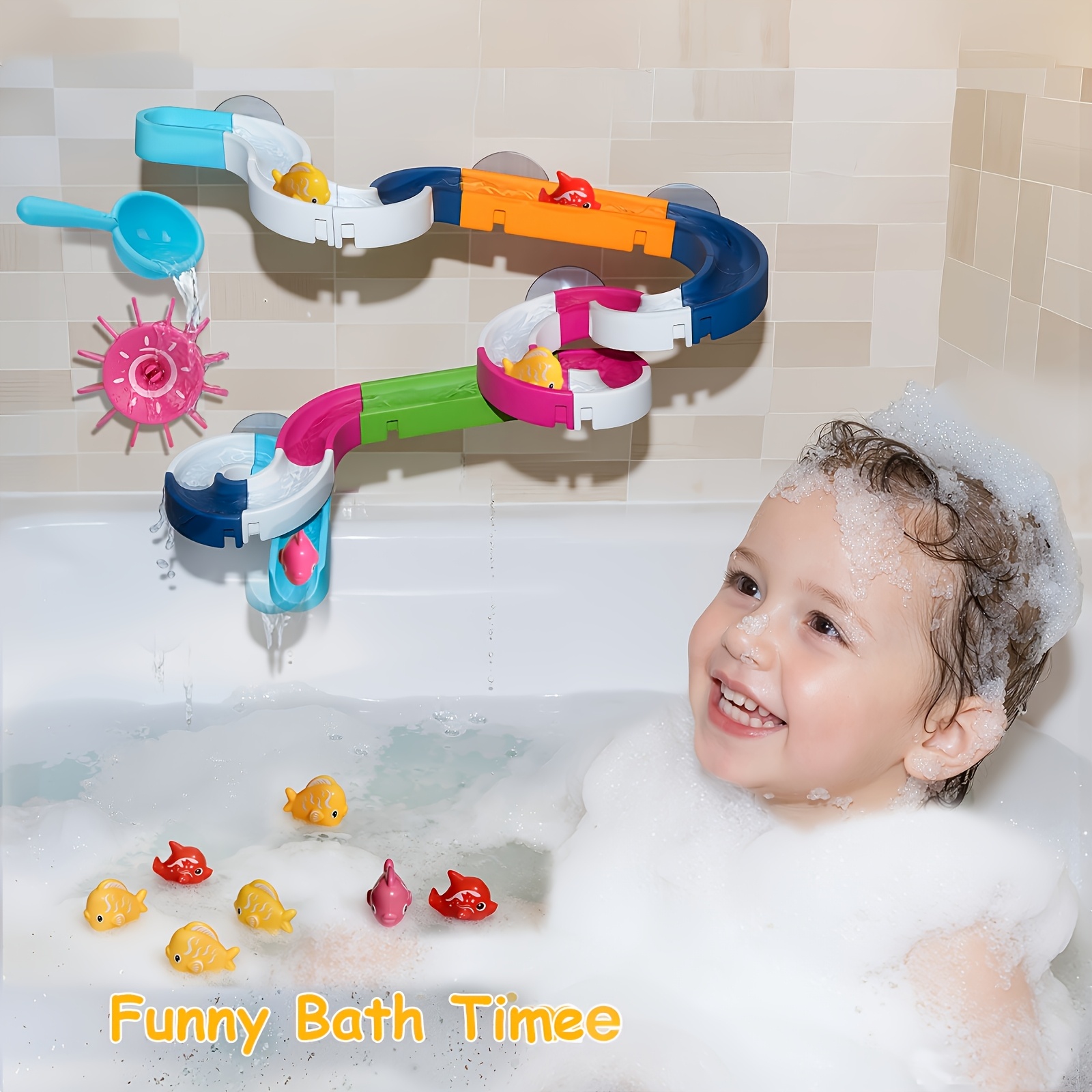 DIY Water Play Toy Set with Slide & Spinning Fish