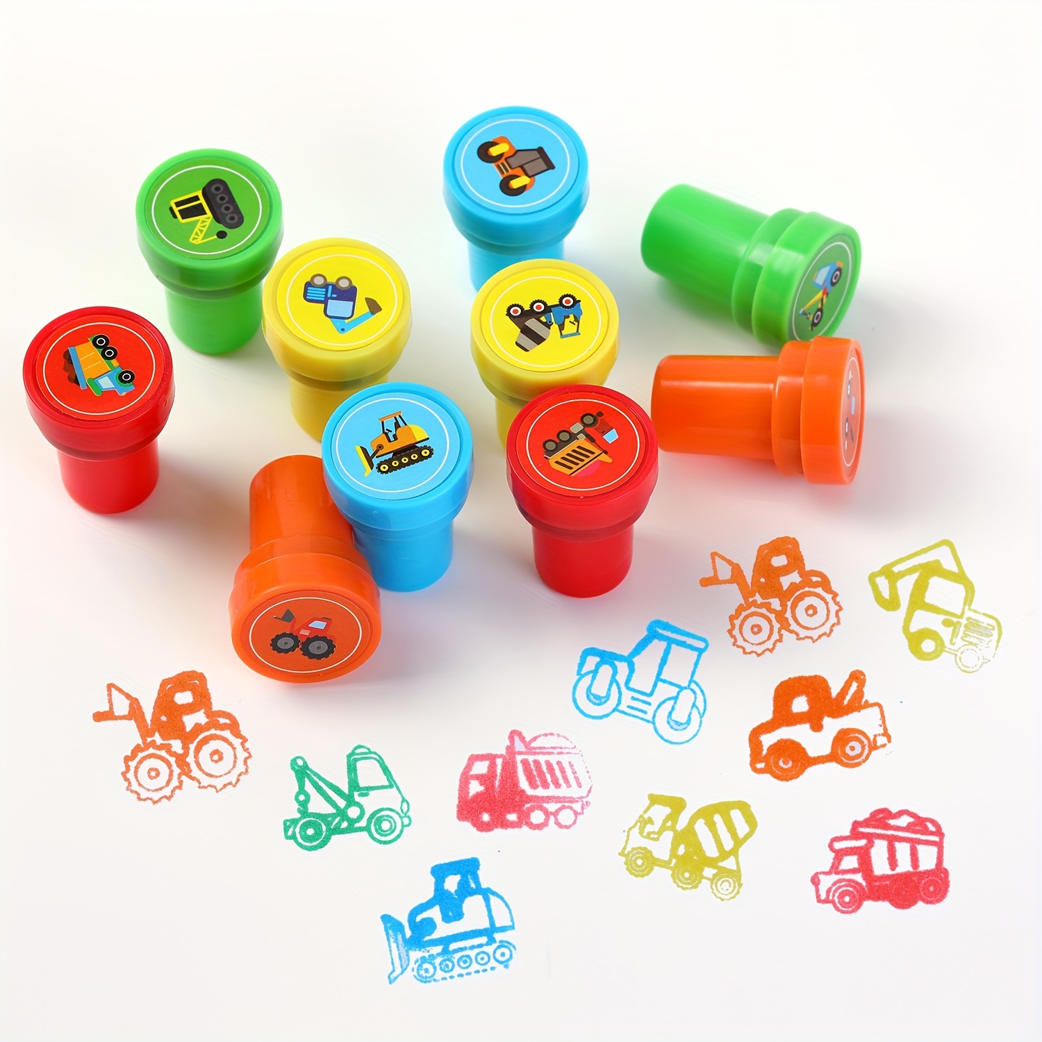 

10pcs Car Theme Stamps, Including Garbage Truck Stamp, Engineering Vehicle Self-inking Ink Plastic Stamp, Suitable For Teachers