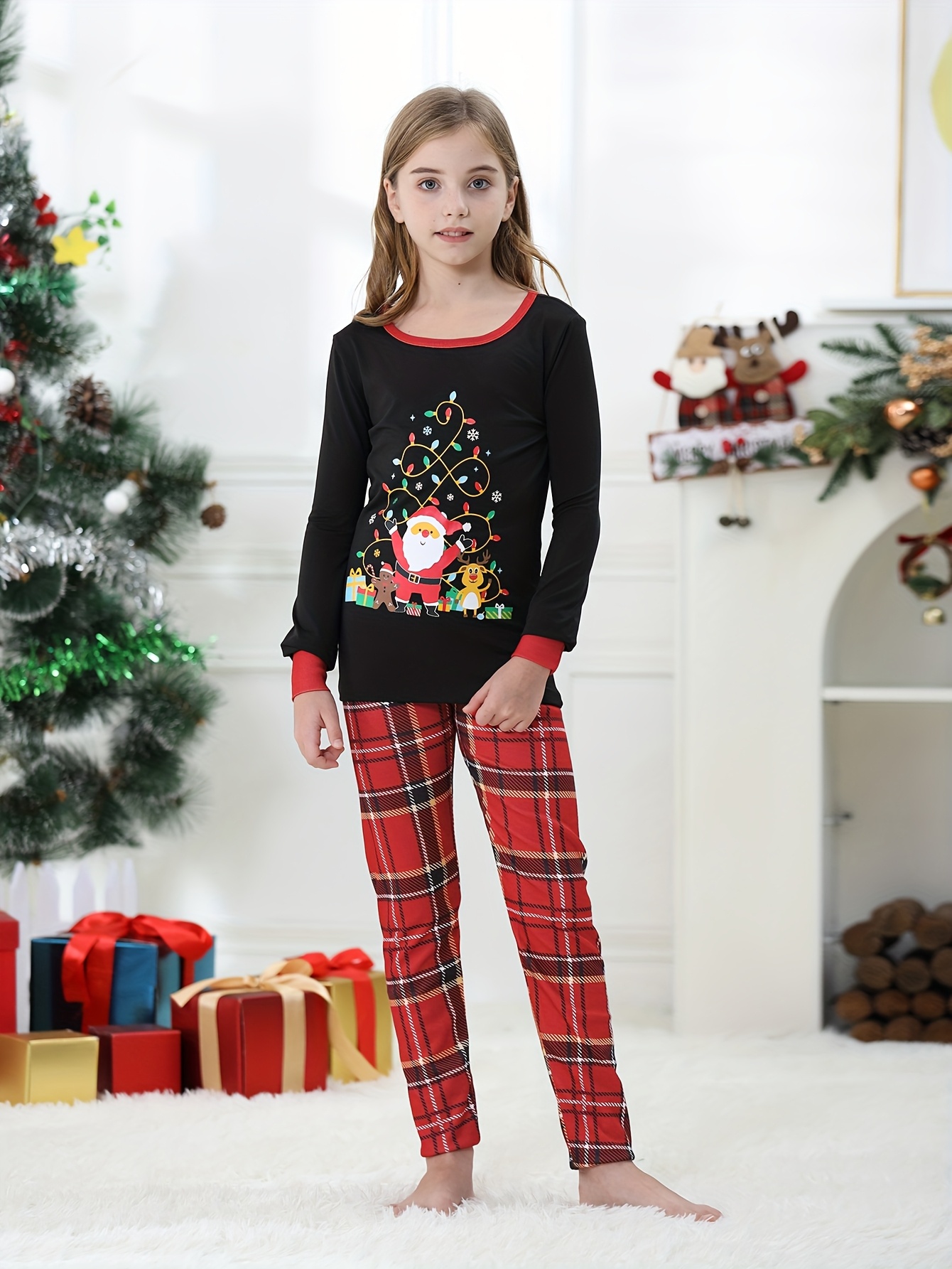 Yassiglia 2 Stück Pyjama Set Damen Elegant Weihnachts Schlafanzug Revers Button Down Langarm Shirt + Lange Hosen Sleepwear Loungewear (Grün, S