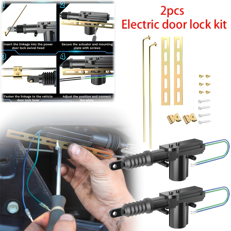 TEMU 2pcs Electric Door Lock Kit, Car Additions, Car Replacement 12v Locking System, Universal Car Heavy Duty High Lock Actuator , Car Electric Door