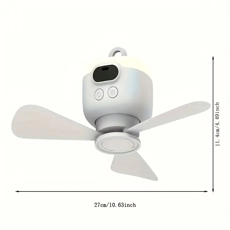 portable usb rechargeable ceiling fan with led light 8000mah battery remote control white for indoor outdoor use summer camping home cooling summer camping gear remote controlled fan lightweight plastic portable fan details 1