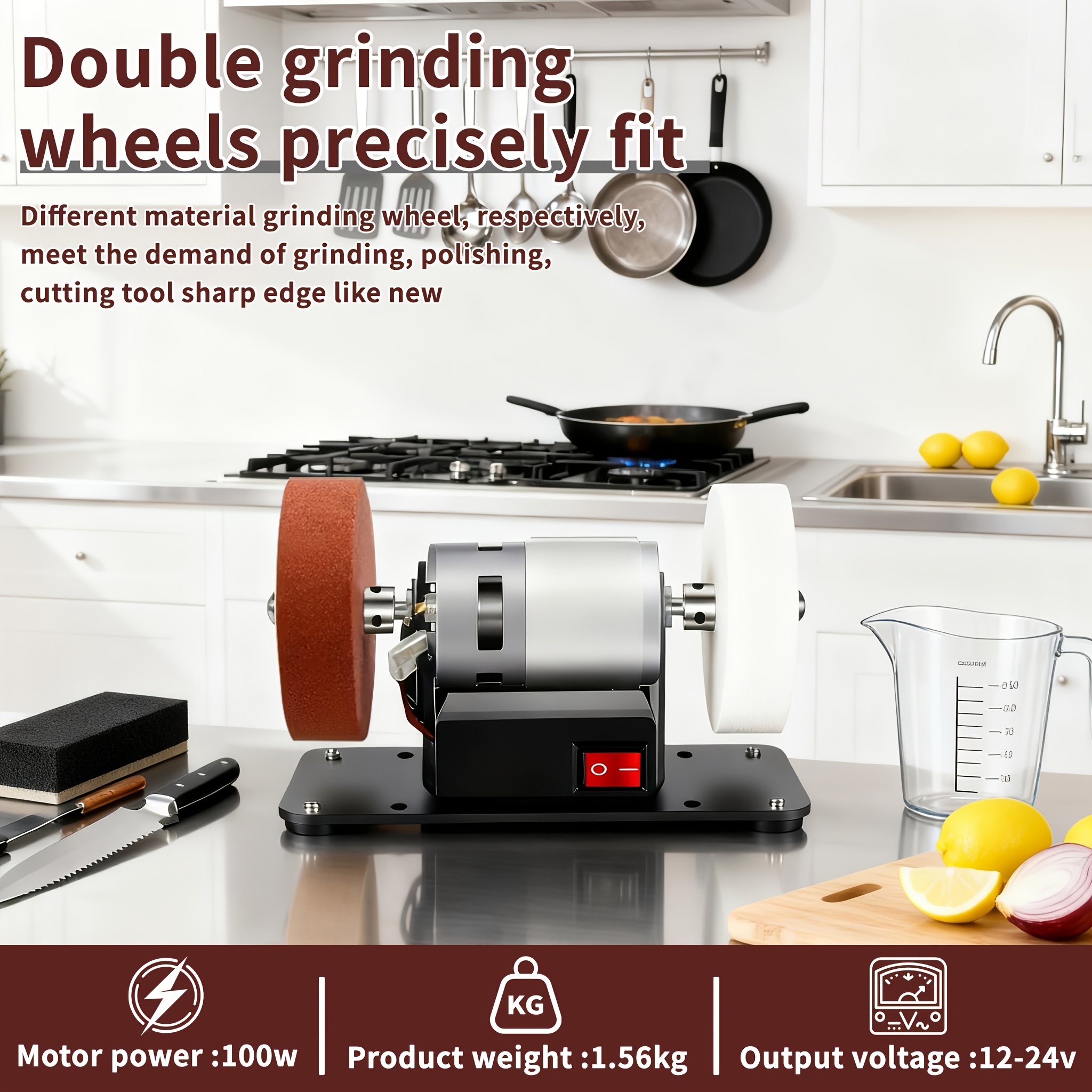 Mini Electric Drum Sander with Variable Speed-Compact Knife Sharpener And Polisher for Knife Making, Woodworking And Metalworking, And Crafts