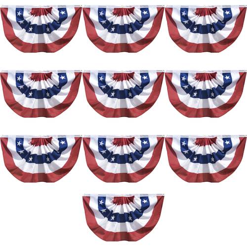 item picture 10pcs american polyester fan shaped bunting flags 100 polyester 45x90cm for memorial day decorations garden multi purpose use