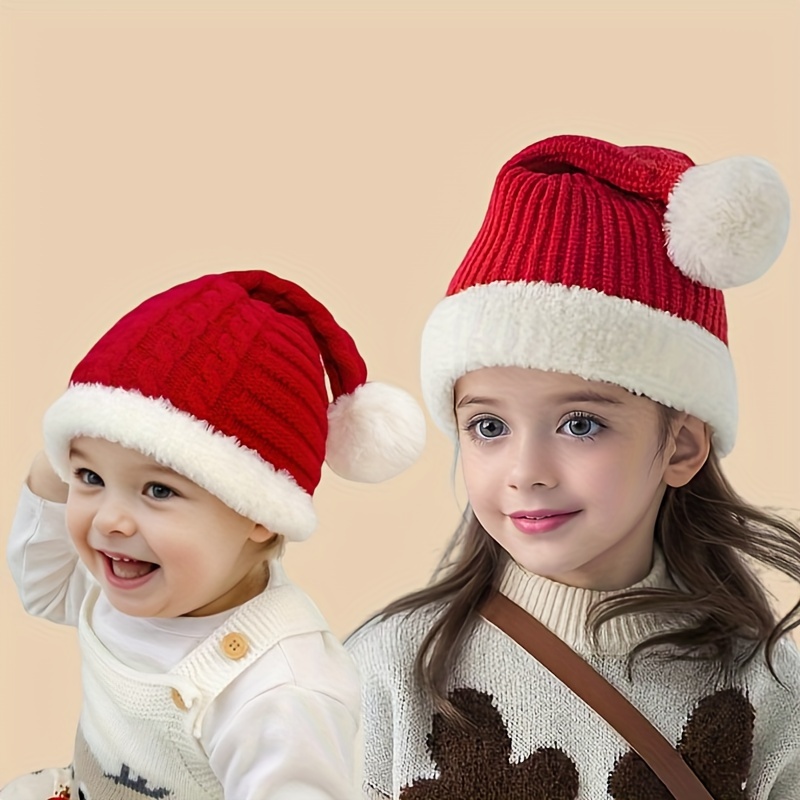 

1 Baby Christmas Hat For Boys And Girls Red Christmas Hat Knitted Hat Infant Ear Protection Hat Suitable For Christmas Party