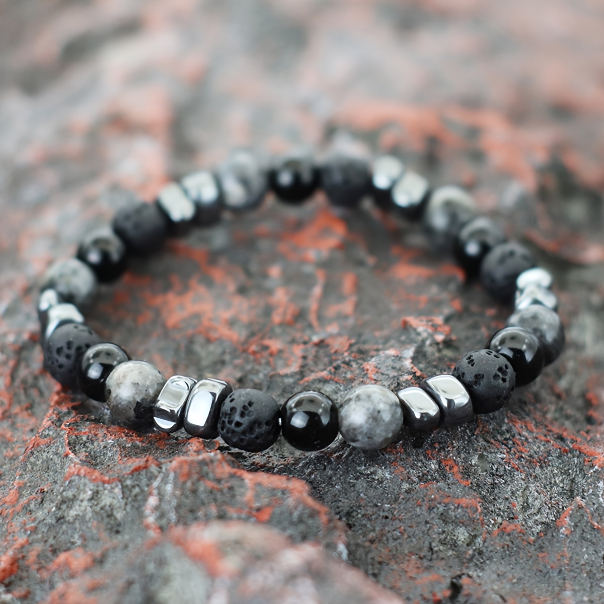 Men's Handmade Hematite Beads Bracelet, Fashion Accessory