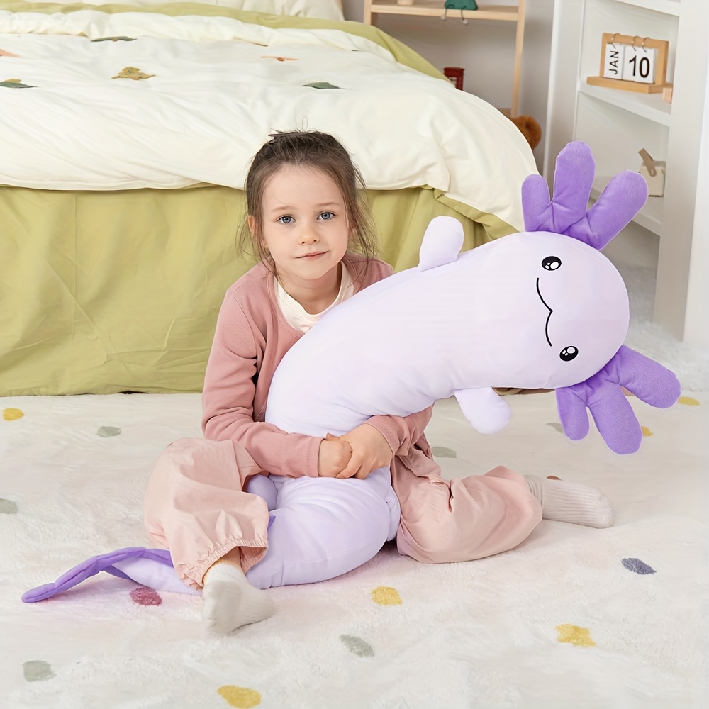 Image of Maogolan Large Axolotl Plush Body Pillow, Xl Axolotl Stuffed Animal For Kids, Salamander Plush Glow In The Dark, Christmas Valentine Birthday Gifts Purple