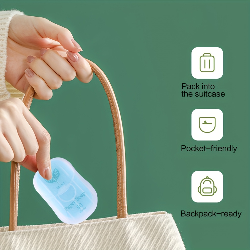   portable paper soap sheets for outdoor travel disposable hands cleansing leaves on the go compact travel   paper details 6