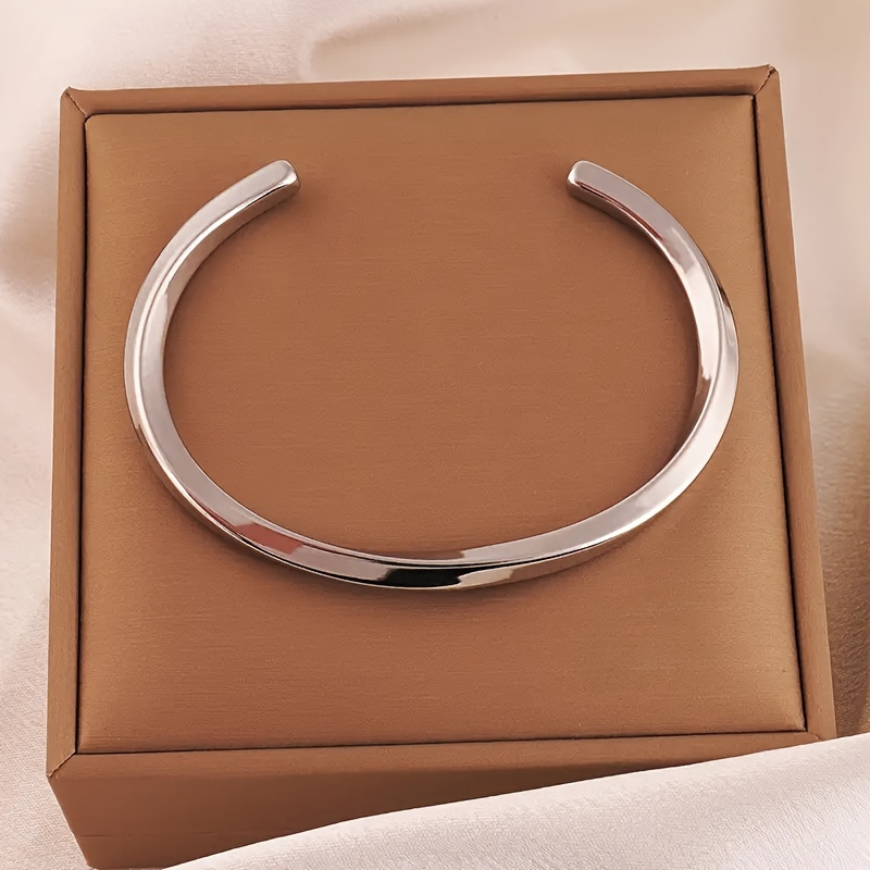 

1pc Stainless Steel Twist Open Bracelet, Fashion Jewelry For Men