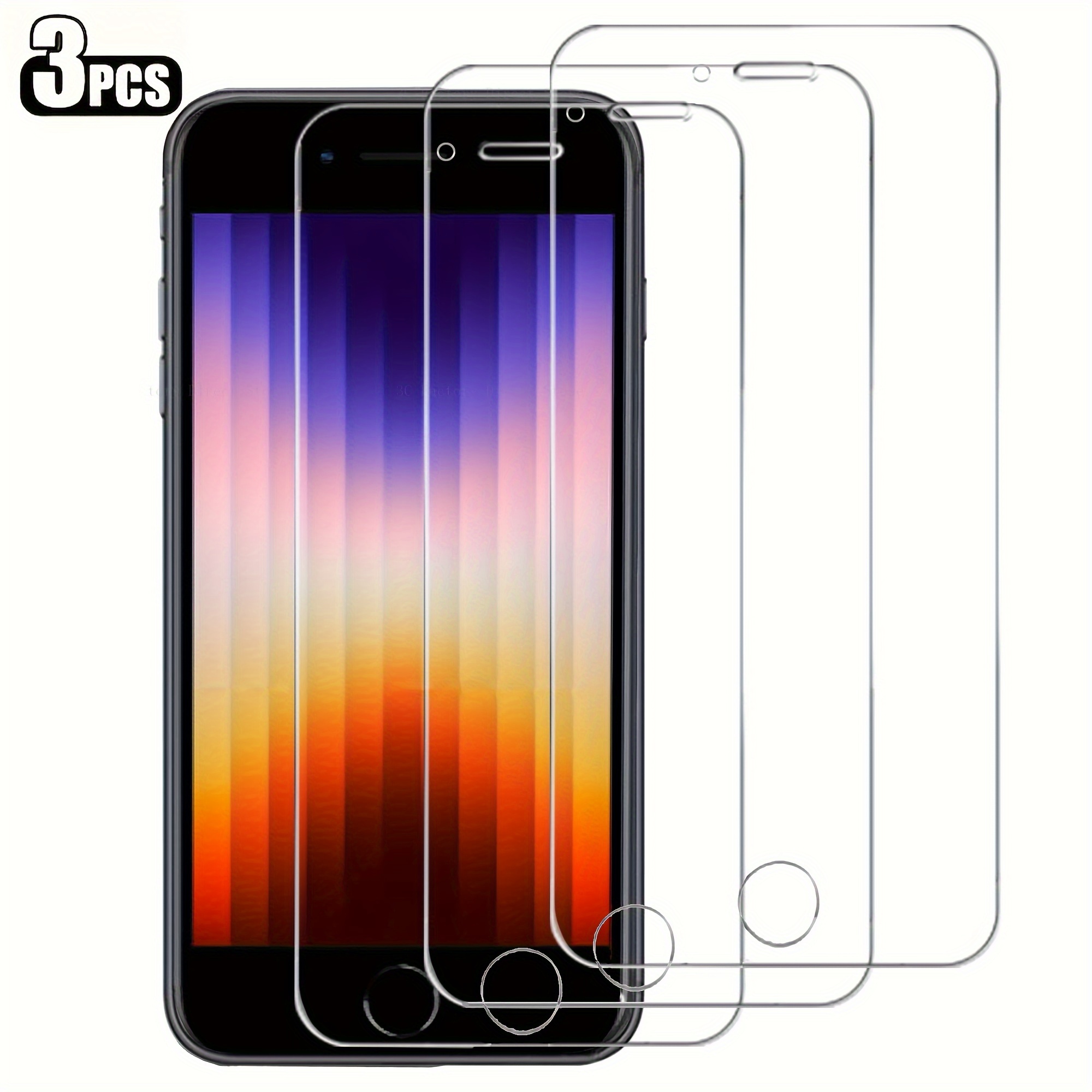 

[3 Packs] Shatterproof Tempered Glass Screen Protector For Se 2022/se 2020, 8/7 [3-pack] [99.99% Hd Clear] [easy Installation Frame] [9h Hardness][bubble Free] For 4.7''