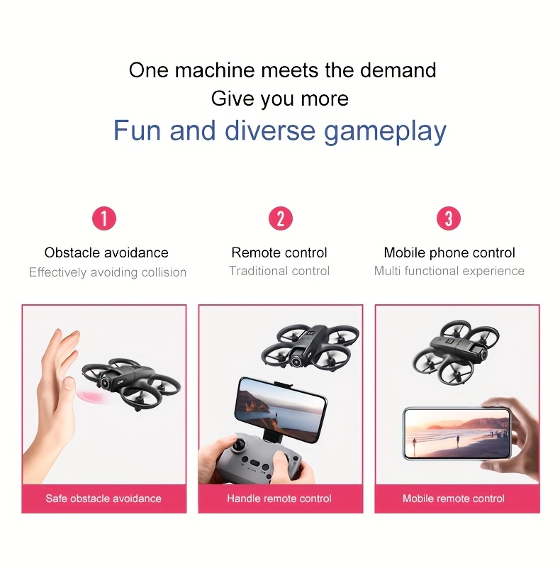 Dron D16 con cámara dual de flujo óptico, estabilización visual, control de altura, acrobacias de 360°, evitación de obstáculos, despegue y aterrizaje con un botón, regalo perfecto para diversión familiar