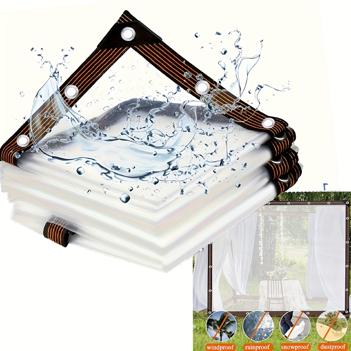 Transparente Plane Mit Ösen – 3 X 4,8 M, Wasserdicht & Reißfest, Für Terrasse, Camping & Mehr