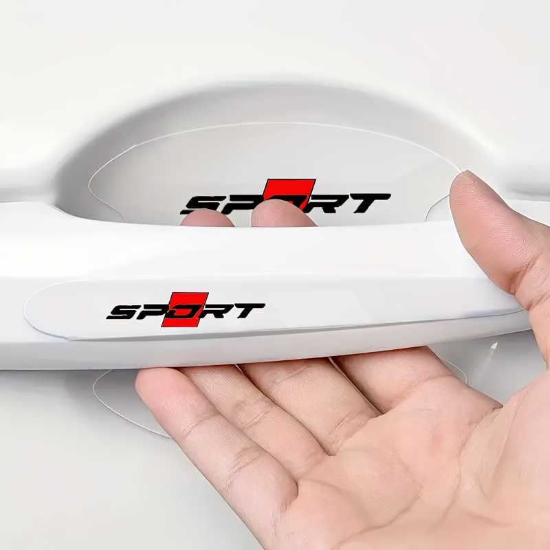 TEMU 8pcs Sport Car Door Handle Protection Film - Transparent Pvc Scratch-resistant Waterproof Cover, Adhesive Film For All Vehicles, Durable Plastic