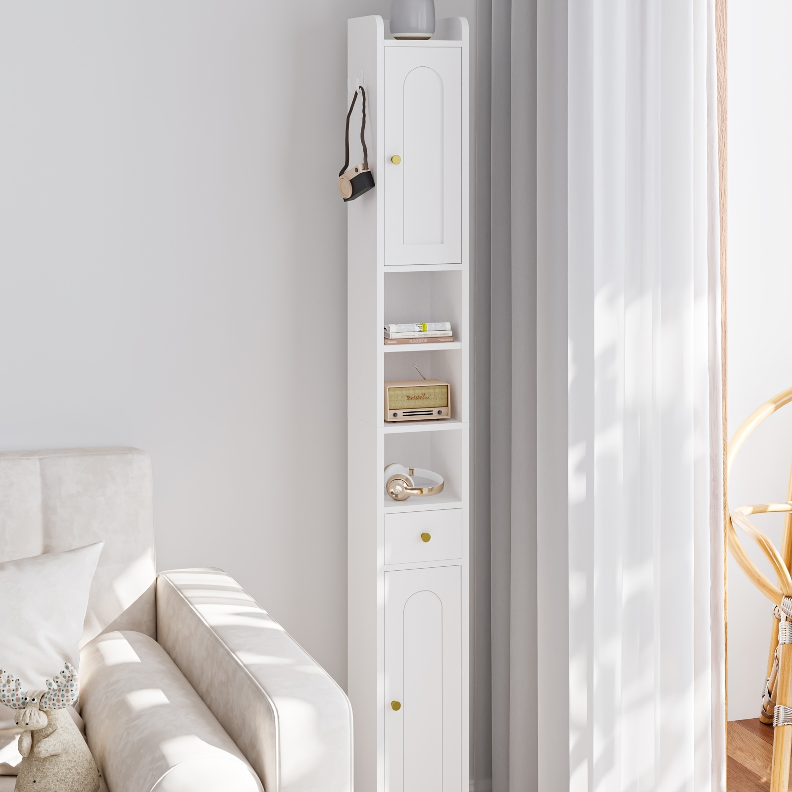 Tall Bathroom Cabinet with Adjustable Shelf and Drawer