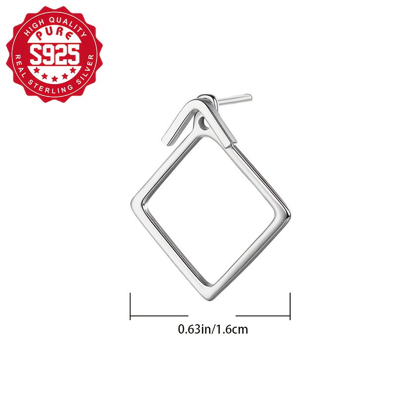 S925 Silver Geometric Square Earrings for Women