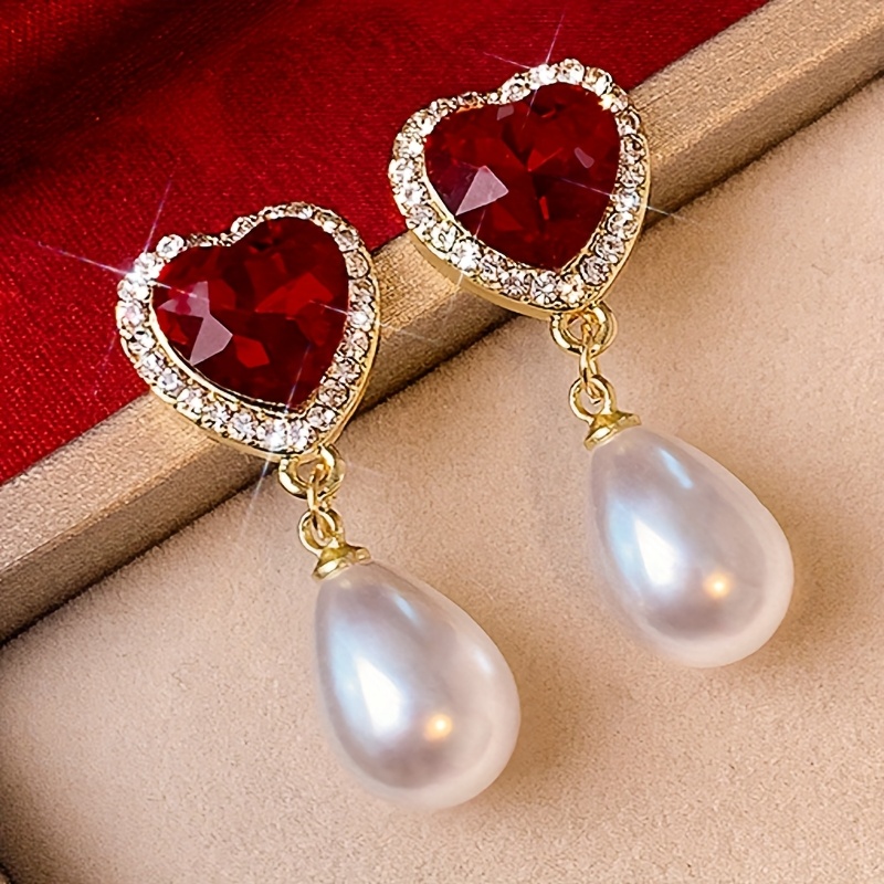 TEMU 1 di orecchini pendenti a forma di cuore rossi da donna, accessorio regalo per San Valentino anniversario compleanno festa