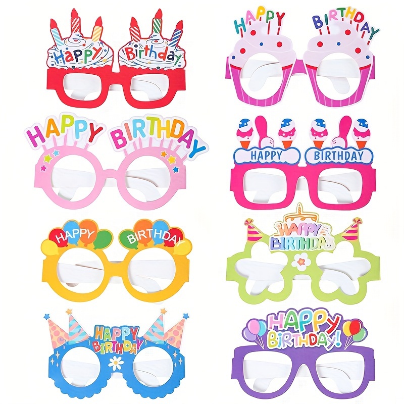 

8pcs, Happy Birthday Glasses In Pink Series, Birthday Party Shooting Props, Party Scene Decoration Supplies