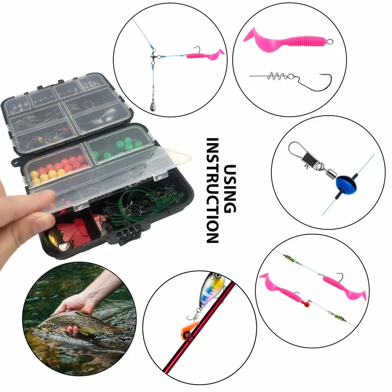 187pcs fishing accessories set fish hooks sinkers - Temu 187pcs fishing accessories set fish hooks sinkers - Temu