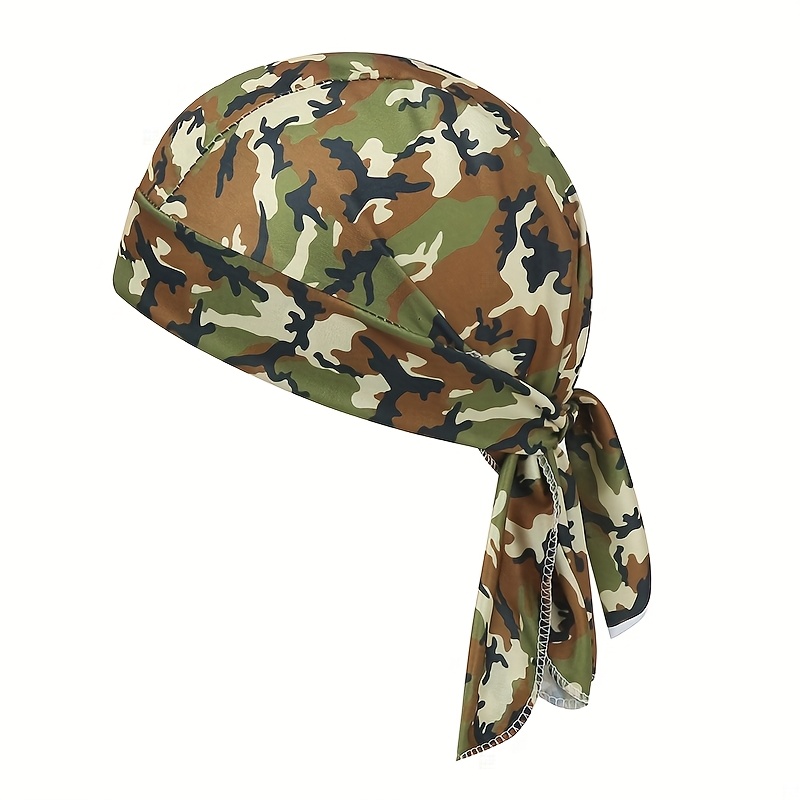 Image of New Camouflage Pullover Pirate Hats For Spring And Summer, Suitable For Men And Women, Featuring Outdoor Camouflage Print Bandanas
