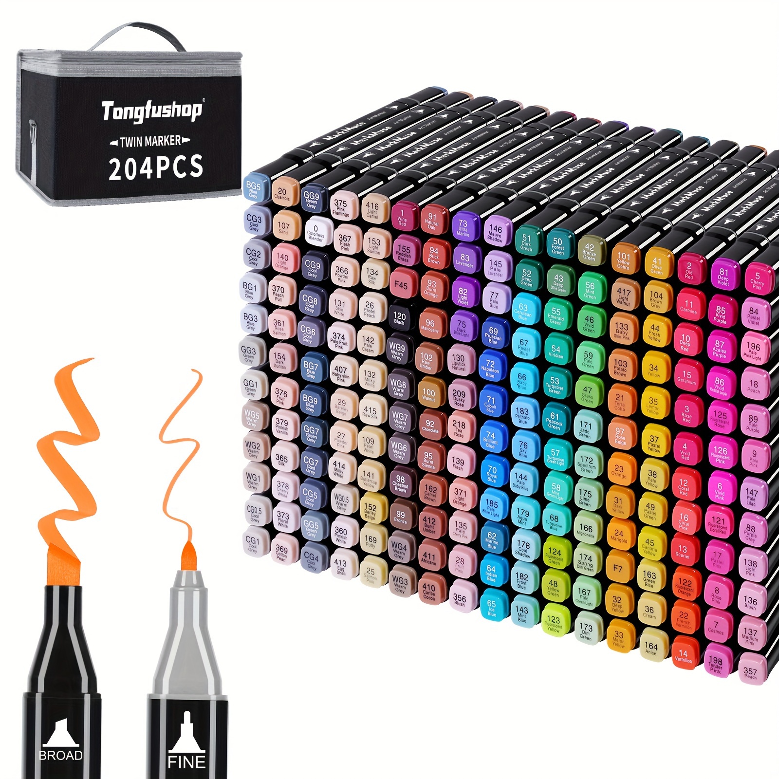 

Tongfushop 204/168/100/80/60 Colour Marker Set, Graffiti Pens, Marker Pens With Double Tips, Highlighter, For Students, Manga Artist, Sketch Marker Pens Set