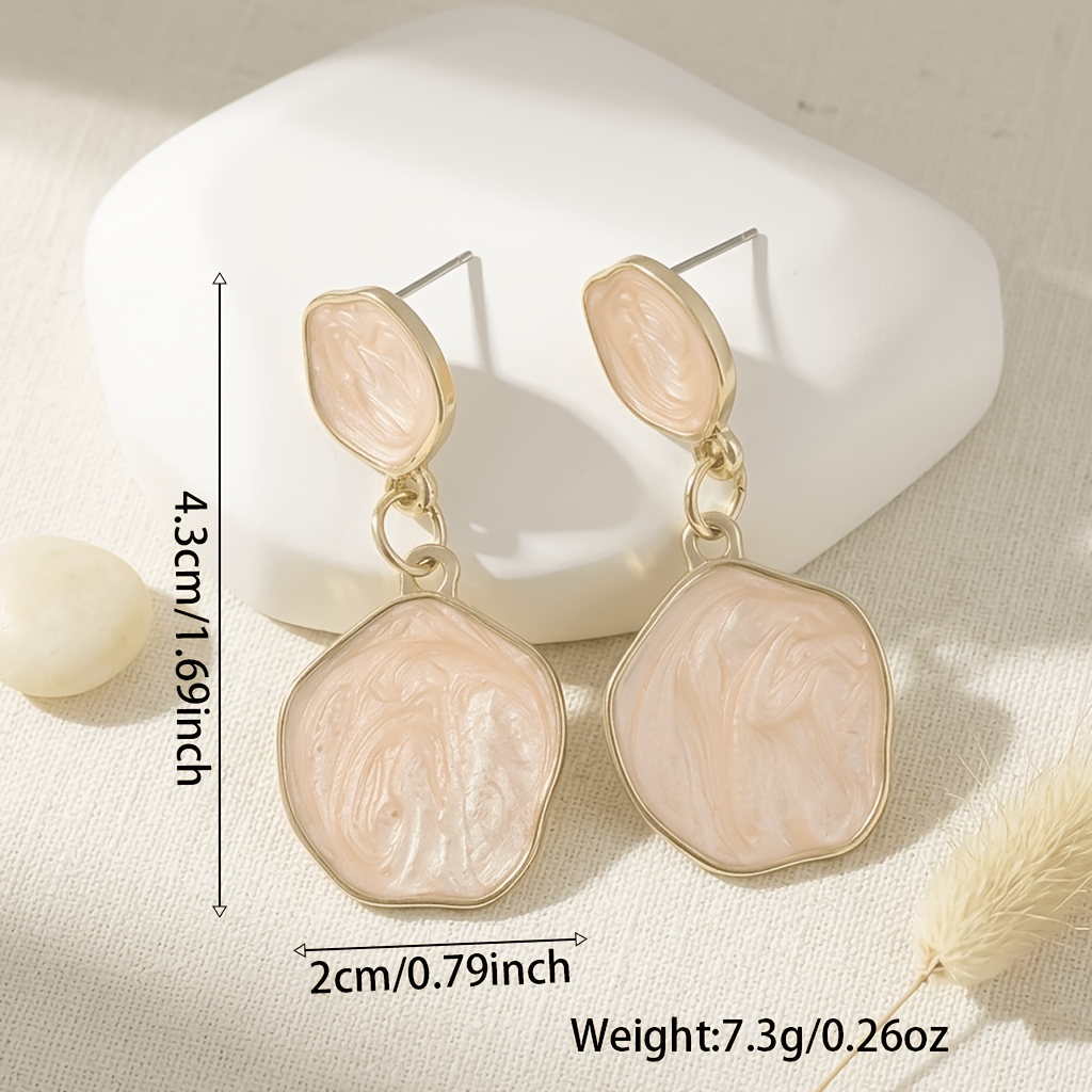 Women's Irregular Geometric Drip-Painted Pendant Earrings, Artistic Style