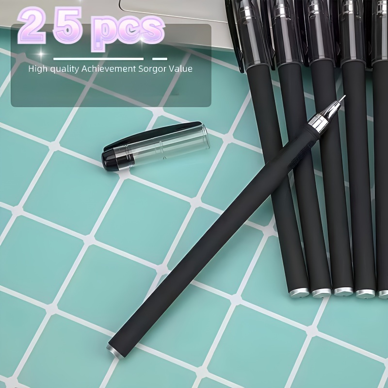 

25pcs Of Neutral Pens 0.5 Office Pens Bullet Tip Pens Student Water-based Pens Round Ball Pens Needle Tube Pens Quick Drying