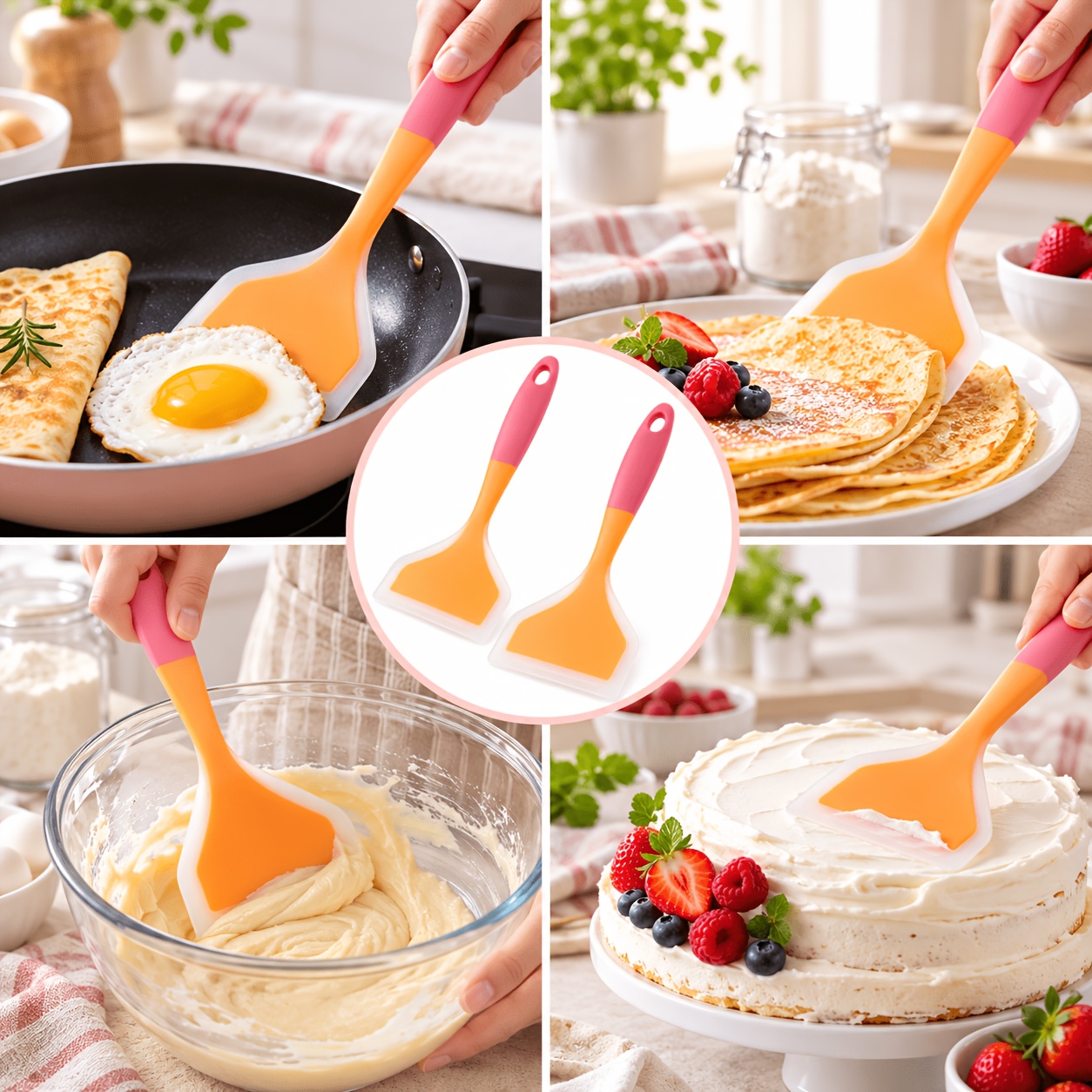2pcs Silicone Cooking Scraper Spatula Set
