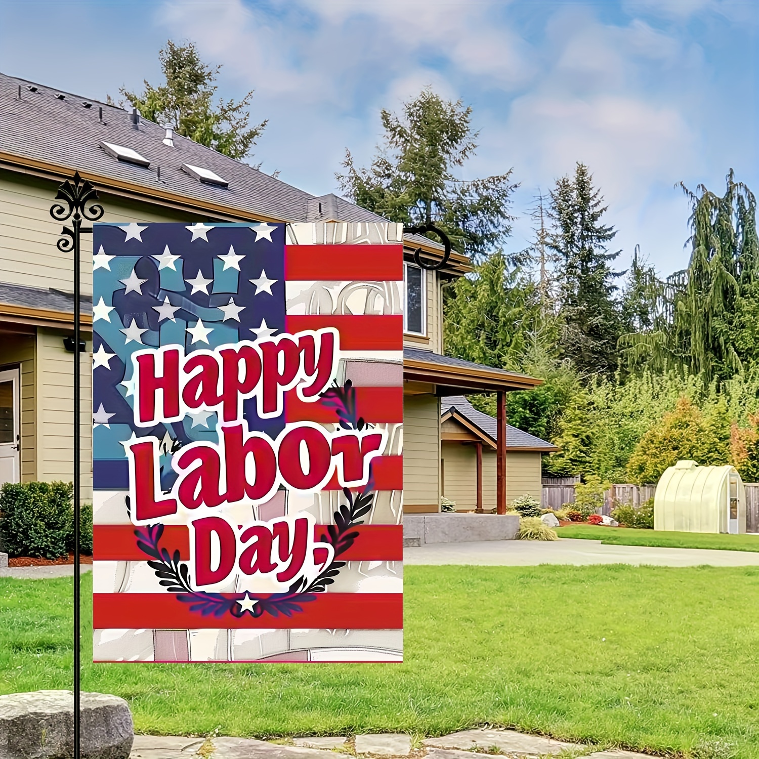 

1pc, American Flag, Labor Day Celebration Garden Yard Flag, Double Sided Polyester Stripe Star Happy Holiday Welcome Home Flag 12x18inch (no Flagpole)