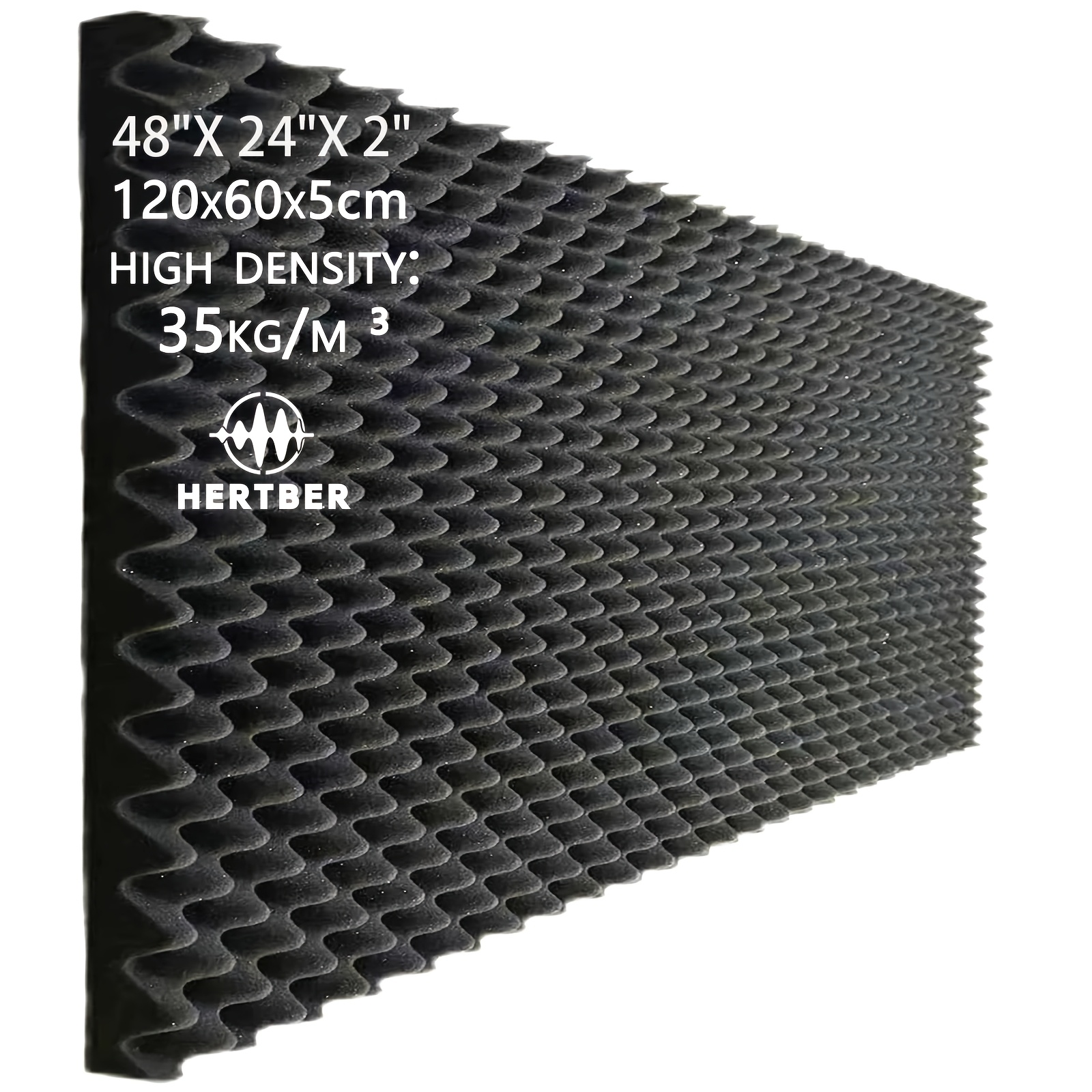   35kg m high density egg shaped acoustic 1pc 120 x 60 x 5cm large black soundproof foam recording studio piano room live streaming wall ceiling sound absorption home theater office noise reduction board