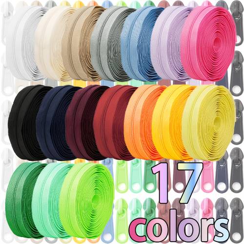 5 meters 196 85 inches zipper with 10 plastic zipper heads 3 nylon colored zipper multiple colors from matching zipper heads suitable for clothing jackets bags suitcases