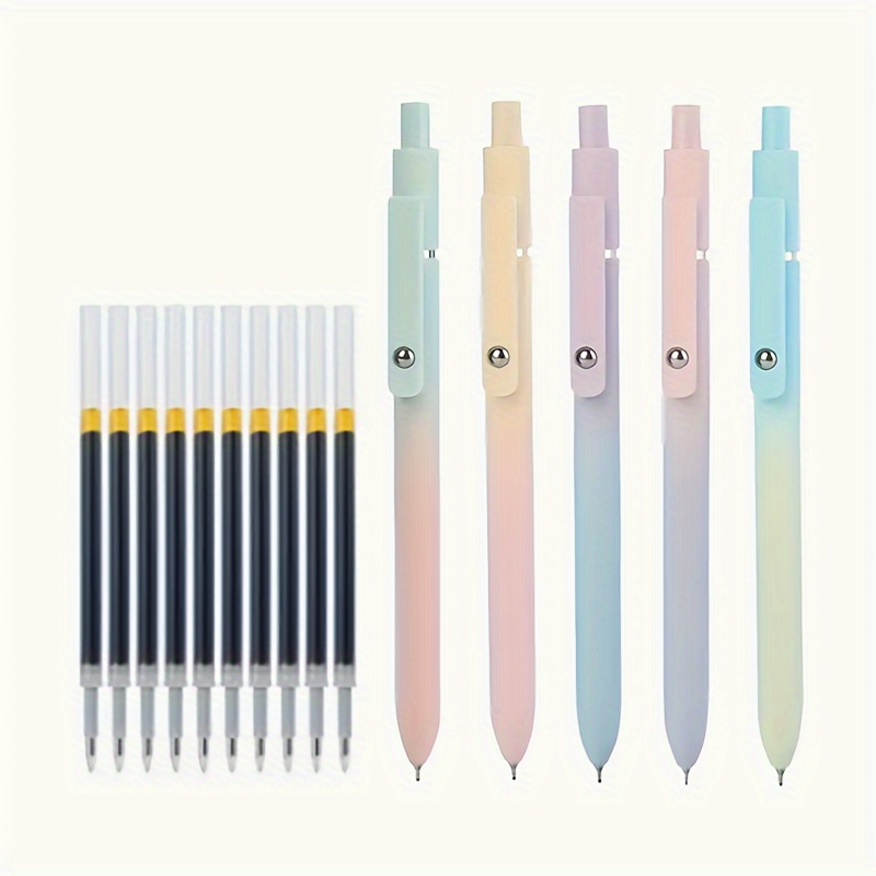 

10pcs Refills, 5pcs Dry Retractable Gel Pen Writing Tip Ink Writing Pen For , , And Use - And