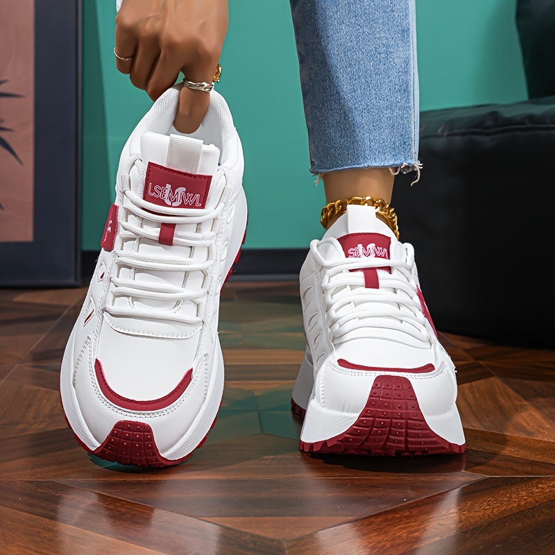 TEMU Baskets, Chaussures de course sur route pour femme, Design sportif mi- à lacets, Élégantes et polyvalentes, Semelle épaisse pour et amorti pour