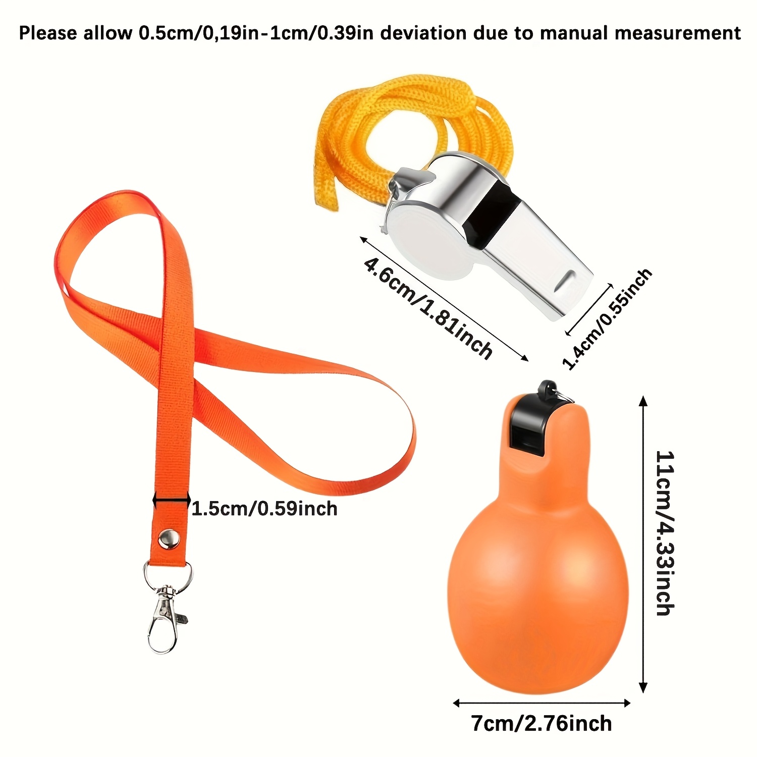 Image of 3pcs Whistle Set - Stainless Steel Whistle & Pear-shaped Referee Whistle & Lanyard | Suitable For Referees, , Teachers, Sports Training And School Activities