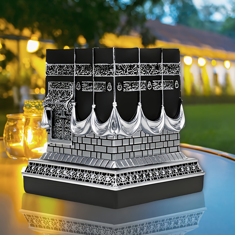 Two Golden And Silver Kaaba Outdoor Muslim Courtyard Decorations, High-Quality Resin Ornaments, Islamic Holiday Gifts, Middle Eastern National Day New Year Gifts